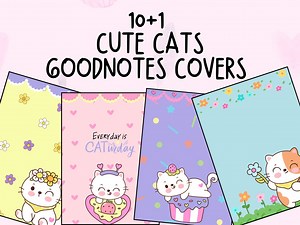Cute Kawaii Digital Notebook Covers Digital Notebook Goodnotes Cover Cats Notebook Digital Planner Cat Journal Cover Cute Cat Student Decor - Etsy