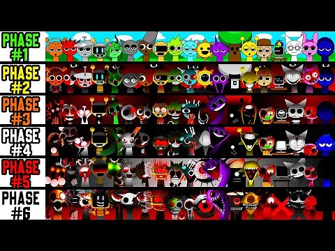 Phase 1 VS Phase 2 VS Phase 3 VS Phase 4 VS Phase 5 in Incredibox Sprunki - All character together