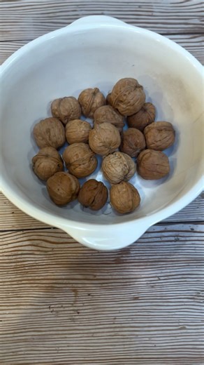 Walnuts from our old English Walnut tree we’ve been trying to save from beetles and rot over the last two years! #jamiandzeb #thelittlethings #walnuttree #microhomestead | Jami and Zeb