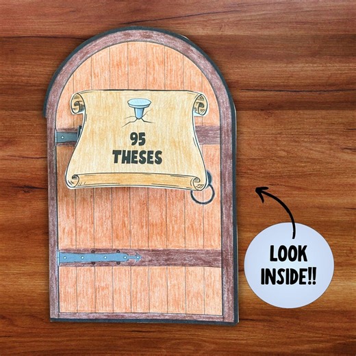 Reformation Day Sunday School Activity, Five Solas Martin Luther 95 Theses Door Coloring Craft Printable, Homeschool Church History Lesson - Etsy