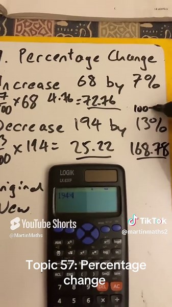 Topic 57: percentage change #maths #gcse