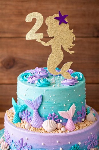 Mermaid Birthday Cake Topper-mermaid Topper-under the Sea Cake Topper-mermaid Party Decor-mermaid Theme Birthday Topper-mermaid Age Topper - Etsy
