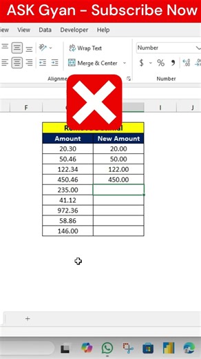 Remove Decimal in Excel | How to Remove Decimal | #excel #exceltips #excelhacks #shortvideo #shorts