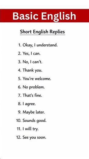12 Short English Replies for Beginners Easy Daily Sentences