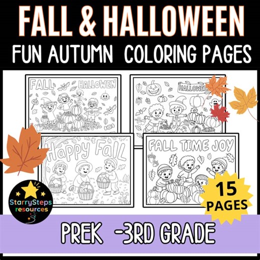 Fall & Halloween Coloring Pages | Autumn October  Coloring Sheets (PreK - 3rd)