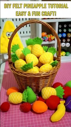 DIY Felt pineaple 🍍easy and fun craft #shorts #craftideas #feltcraft