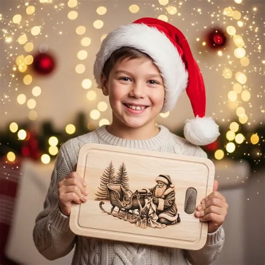 Christmas Laser Engraving File Santa Design for Charcuterie Board, Festive Kitchen Decor Laser File - Etsy