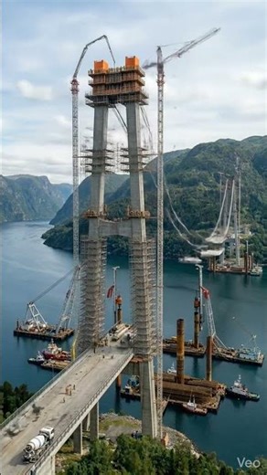 Building a $5 Billion Mega Bridge in a Fjord | Timelapse Construction