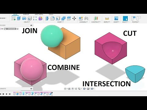 Boolean Operations | JOIN | UNION | SUBSTRATE | CUT | INTERSECT - FUSION 360 beginner's Tutorial