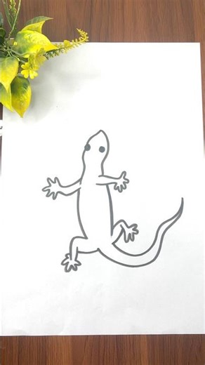 How To Draw Lizard 🦎 Very Easy | Simple Drawing #art #drawing #easydrawing #viral
