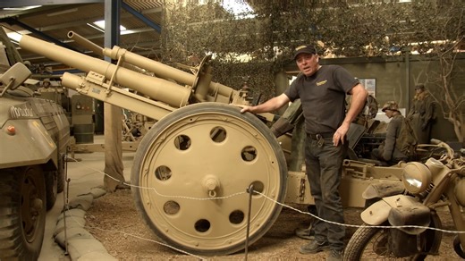 Inside a WWII artillery collection featuring iconic anti-tank and infantry guns