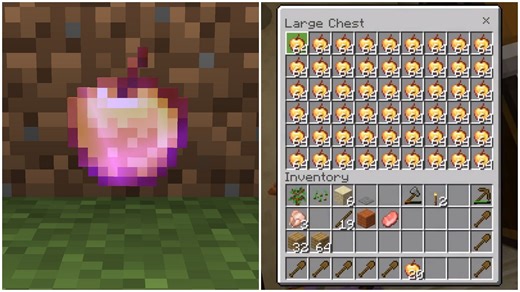 Minecraft player exploits glitches to make stacks of enchanted golden apples in Bedrock Edition