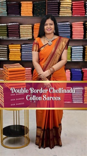 Double border Chettinadu Cotton Saree with blouse |DSR Sarees | www.dsrsarees.com