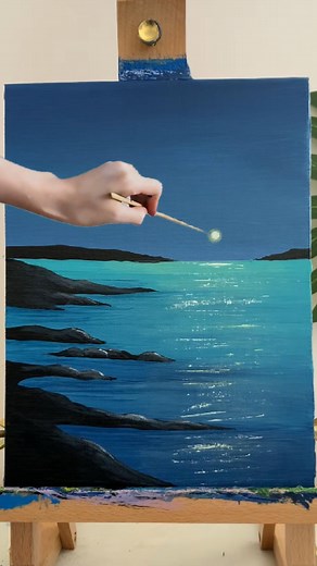 125K views · 2K reactions | Easy Way to Paint a Beautiful Night Seascape for Beginners #painting #acrylicpainting #paintingideas #seascapepainting #art | Soul & Canvas | Facebook