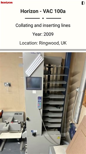 🚨 FOR SALE: Horizon VAC-100A Collating and Inserting Line @Machinedalal