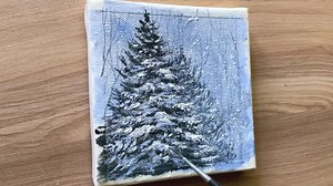 13K views · 526 reactions | Snowy tree in snow fall acrylic painting ❄️. canvas size-(5✖️5)inch. Thankyou ❤️ | Vinee Painting | Facebook