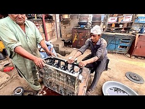 pakistani Mechanics Repairing 4 Cylinder Diesel Engine