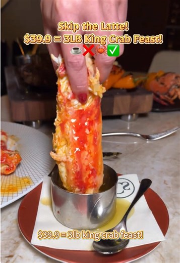 Skip lattes,grab crab!$39.9=3lb king crab feast!🤤🤤#mukbang #kingcarblegs #tiktokmademebuyit #foodtiktok #asmrfood