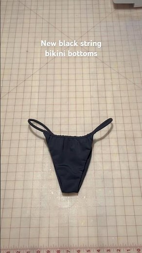 Sewing black string bikini bottoms for my Canadian handmade swimwear brand. Shop on my website!