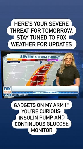 Kelly Costa (Reardon) on Instagram: "POSTED FEB 15, 2023. Be careful tomorrow and stay tuned to @foxweather #severeweather #tornadoes #foxnews #foxweather #type1diabetes @omnipod @freestylediabetes #diabetes"