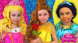 6.5K views · 140 reactions | Disney Princesses Costumes & Kids Makeup with Colors Paints Pretend Play with Real Princess Dresses | Kids Smile TV | Facebook