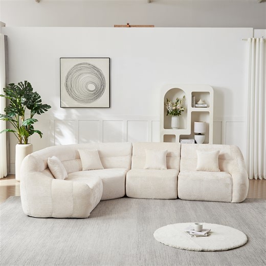 Wrought Studio™ [Video]123.2-Inch Modern Luxury Curved Corner Sectional Sofa | Wayfair