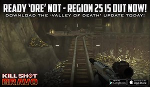 READY 'ORE' NOT: The brand new Kill Shot Bravo​ Region 25 Update is now live and available for all devices worldwide! Update to the latest version of Kill Shot Bravo (Version 3.1) to experience the explosive 'Valley of Death' update! iOS: bit.ly/ksbravoios | Google: bit.ly/ksbravogp | Amazon: http://bit.ly/KSBravoAmazon Region 25: Valley of Death We thought the notorious Los Colmillos Cartel was defeated and disbanded. We thought wrong. In a remote valley, the Los Colmillos have been busy taking