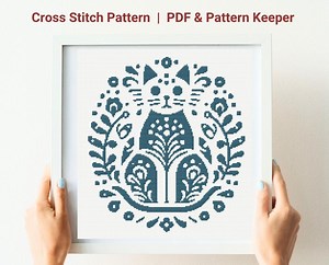 Scandinavian Cross Stitch Pattern, Nordic Cross Stitch, Ethno Style Cat Cross Stitch, Folk Art Cross Stitch, Cat Lover Gift Cross Stitch - Etsy