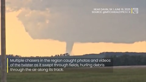 Tornado captured on camera during severe storms on the Prairies