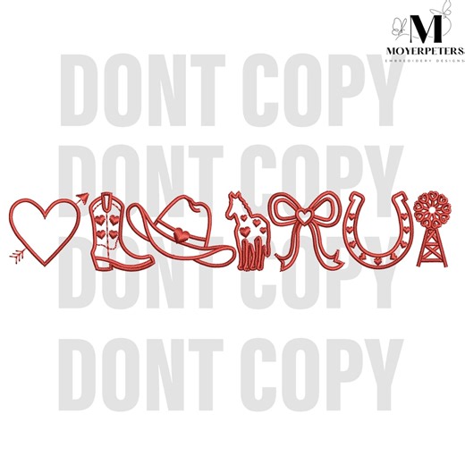 Retro Western Valentine Embroidery Designs, Howdy Valentine Embroidery Design, Valentine Embroidery Pattern, 5 Sizes - Etsy