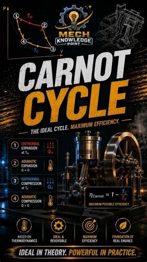 🔥 Carnot Cycle Explained in 30 Seconds | Most Efficient Heat Engine? ⚙️