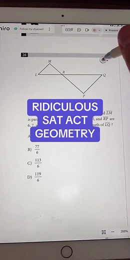 I wonder how many SAT students are capable of getting this question right on the digital SAT! I know that triangles and similar triangles are quite difficult subjects. So let’s see!! #satprep #dsat #digitalsat #dsatmath #sattutor #satpreptutor #satmath #geometry #satgeometry