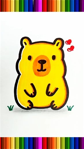 Cute Capybara Drawing Tutorial 😍🐹🌿 #drawing #shorts