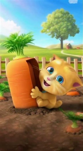 🌾🥕 Cat Pulling Giant Carrots from the Garden – Too Cute to Miss!