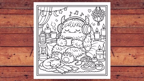 Halloween Coloring Pages – Cozy Monster Self Care Printable Set - Etsy