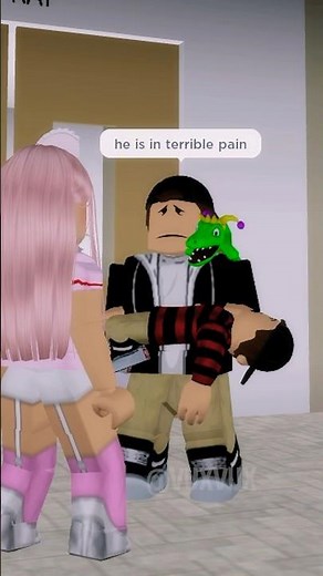 Dinker broke his stomach .. #brookhaven #roblox