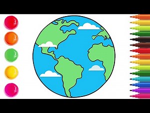 How To Draw Earth Planet Easy Step By Step 🌎 | Planet Drawing | Chiki Art | HooplaKidz How To