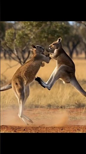 Two Males Kangaroo Battle in the Wild 🦘🔥#shorts #animals #wildlife #nature #wildanimals #australia