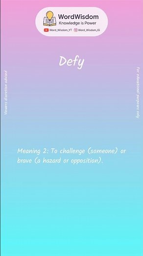 What does "Defy" mean? | English vocabulary shorts | #defy #wordwisdom