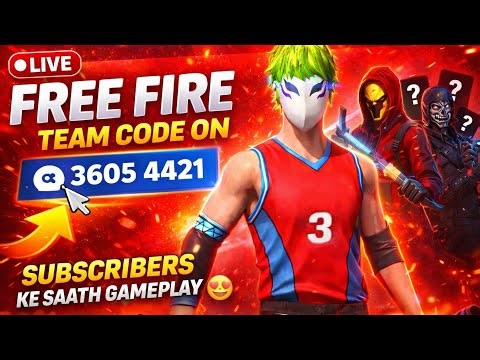 🔴 FREE FIRE LIVE | Team Code ON 💥 | Subscriber Ke Sath Gameplay 😍