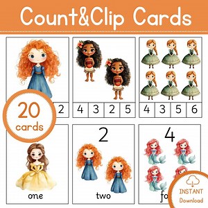 Princess Count and Clip Cards, 1 to 10 Counting, Activity for Kids, Instant Download - Etsy UK