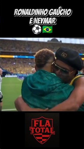 RONALDINHO GAÚCHO AND NEYMAR ENTERING THE PITCH WITH BRAZIL #soccer #neymar #ronaldinhogaucho10