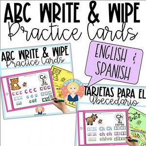 ABC Write and Wipe Practice Cards BUNDLE - English and Spanish