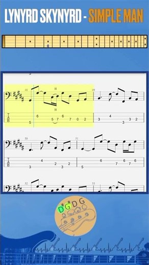 Lynyrd Skynyrd - Simple Man (verse 2) #bass #basstab #tabshorts #lynyrdskynyrd #simpleman