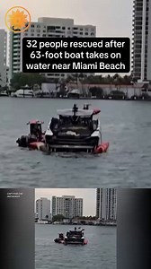 Dramatic video shows 32 people being rescued after their boat began to take on water near Miami Beach on Saturday evening, authorities said. No one was hurt. https://cbsn.ws/42J0OA1 | CBS Mornings