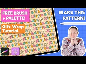 Hippie Birthday Gift Wrap Pattern in Procreate 🌼 | Full Tutorial Using Text in a Seamless Repeat