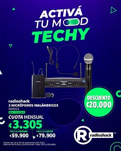 ¡En #RadioShack te ofrecemos la mejor tecnología! 拾⌚️️ Vení a nuestras tiendas y disfrutá de promociones increíbles ✅ Comprá la mejor tecnología acá: https://bit.ly/3LwbSHu Escríbenos por WhatsApp para conocer más información https://bit.ly/3I6MSFG *Válido del 22 al 25 de septiembre del 2023. *Aplican términos y condiciones: https://bit.ly/3OodfKj | RadioShack Costa Rica | Facebook