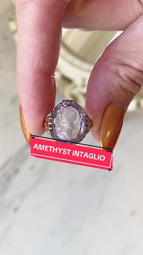 Obsessed with this rare amethyst intaglio ring from circa 1930s! #mjvjewelry #intaglio #vintagejewelry
