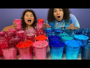 PINK VS BLUE! FLUFFY PINK SLIME VS FLUFFY BLUE SLIME!