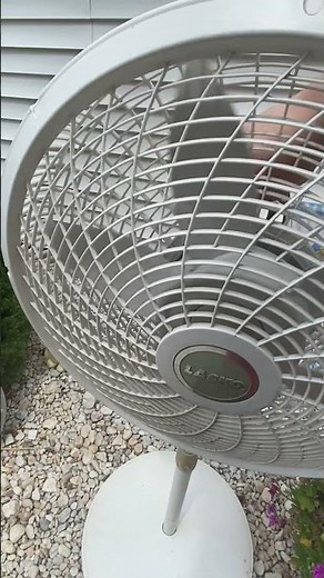 18" white lasko cyclone pedestal fan before restoration.